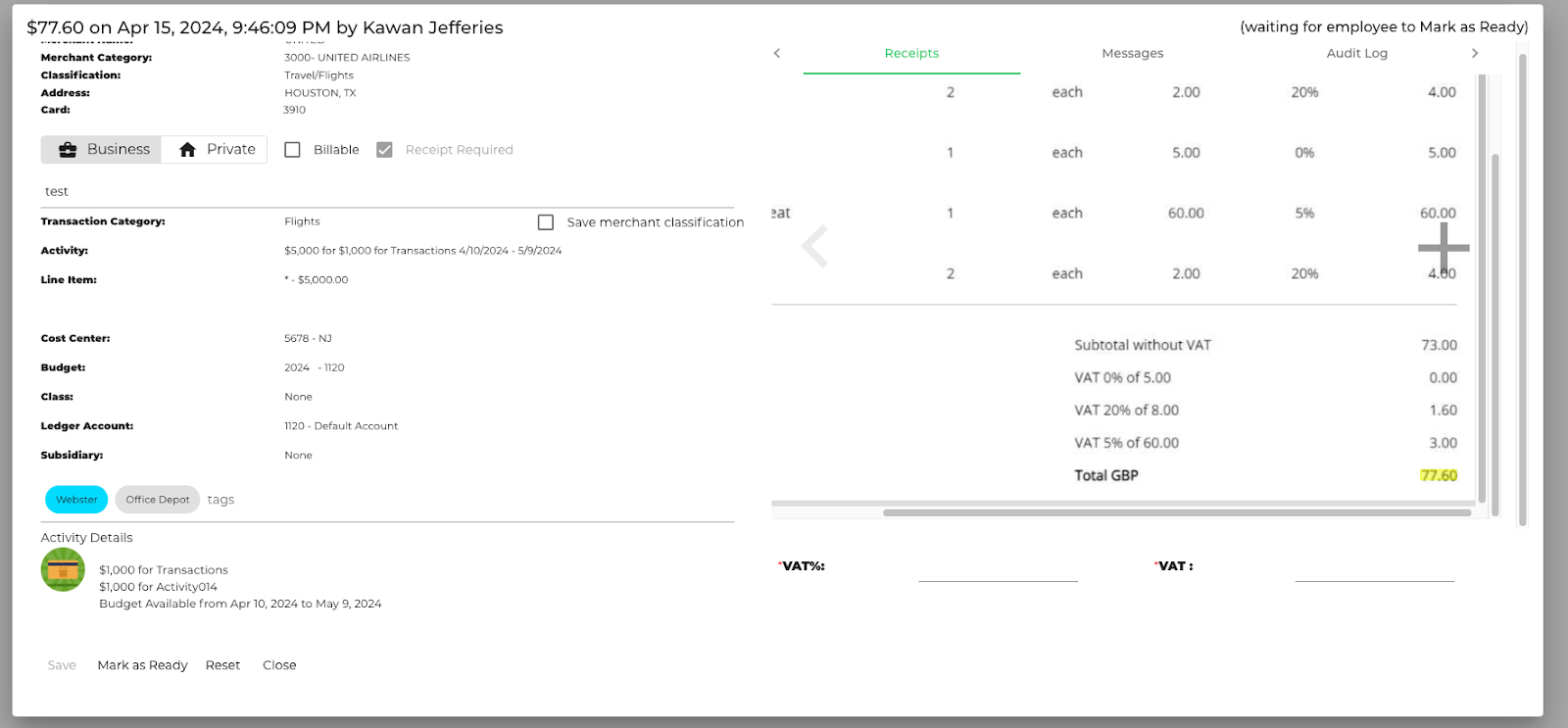 How Do I Record Multiple Vat Percentages For A Single Expense Custodia